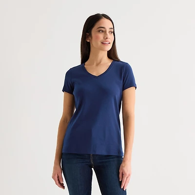St. John's Bay Womens V Neck Short Sleeve T-Shirt