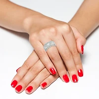 Womens 6MM Lab Created White Opal Sterling Silver Band