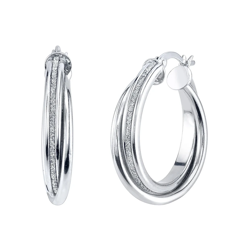 Womens Sterling Silver 25mm Hoop Earrings