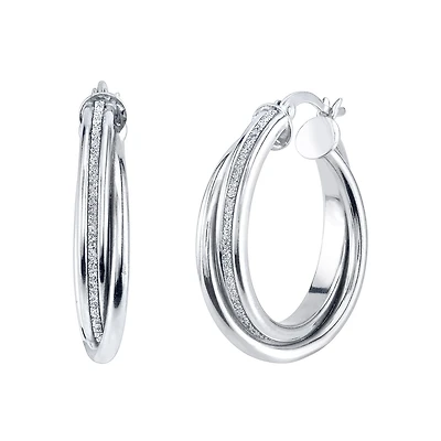 Womens Sterling Silver 25mm Hoop Earrings