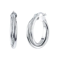 Womens Sterling Silver 25mm Hoop Earrings