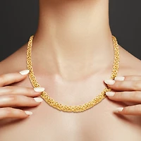 Made in Italy Womens 14K Gold Over Silver 20 Inch Byzantine Chain Necklace