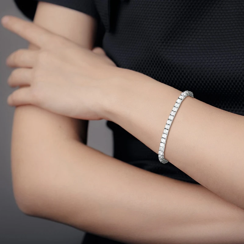 DiamonArt® White Cubic Zirconia Sterling Silver Inch Tennis Bracelet