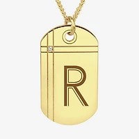 Mens Diamond Accent White Diamond 24K Gold Over Silver 20 Inch Pendant Necklace