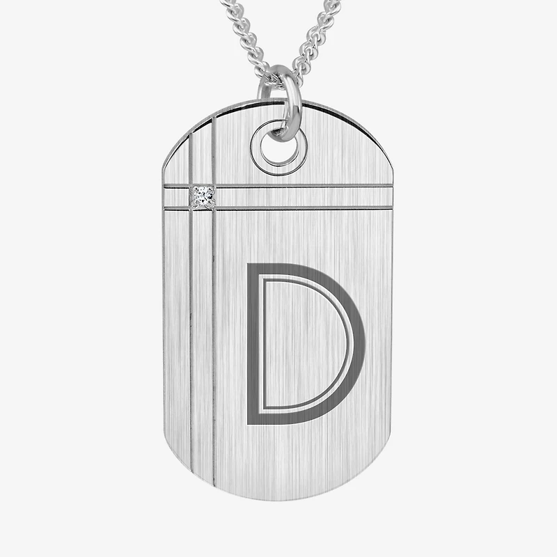 Mens Diamond Accent White 24K Gold Over Silver 20 Inch Pendant Necklace