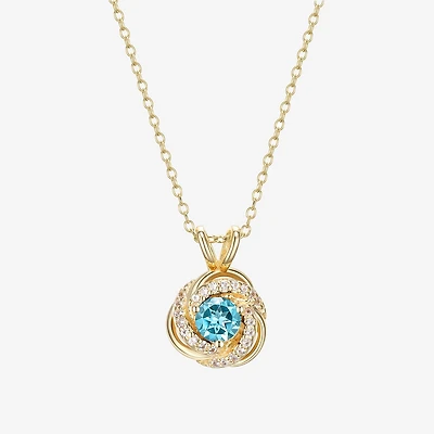 Womens Genuine Blue Topaz 18K Gold Over Silver 18 Inch Pendant Necklace