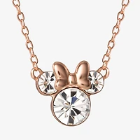Disney Collection Girls White Crystal 14K Rose Gold Over Silver 15 Inch Pendant Necklace