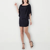24seven Comfort Apparel Womens Straight Neck Short Sleeve Sheath Dress