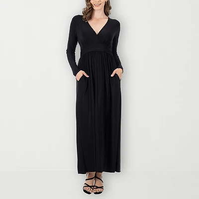 24seven Comfort Apparel Womens Long Sleeve Maxi Dress
