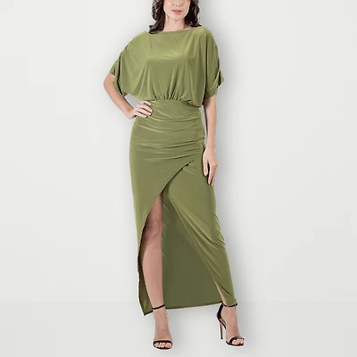 24seven Comfort Apparel Womens Boat Neck Short Sleeve Maxi Dress