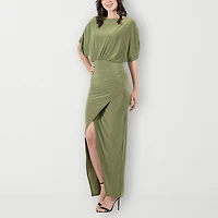 24seven Comfort Apparel Womens Boat Neck Short Sleeve Maxi Dress