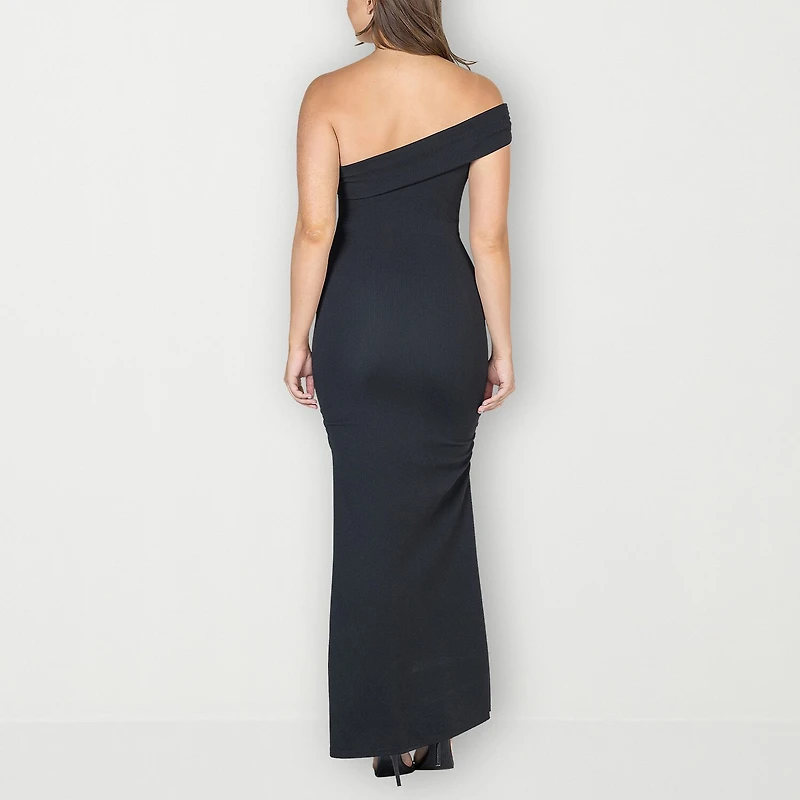 24seven Comfort Apparel Womens Asymmetrical Neck Sleeveless Maxi Dress