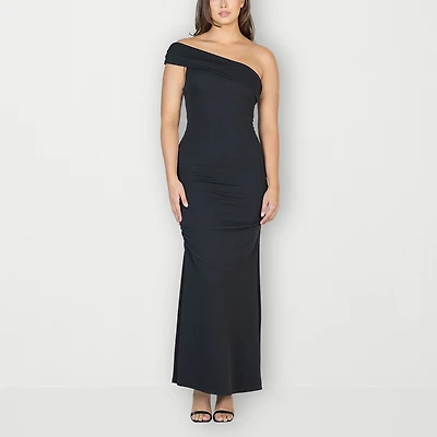 24seven Comfort Apparel Womens Asymmetrical Neck Sleeveless Maxi Dress