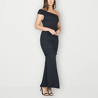 24seven Comfort Apparel Womens Asymmetrical Neck Sleeveless Maxi Dress