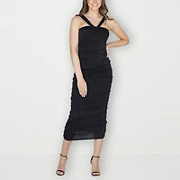 24seven Comfort Apparel Womens Sleeveless Midi Party Dress