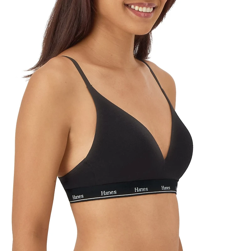 Hanes Originals Womens Medium Support Wireless Bralette Dho10t