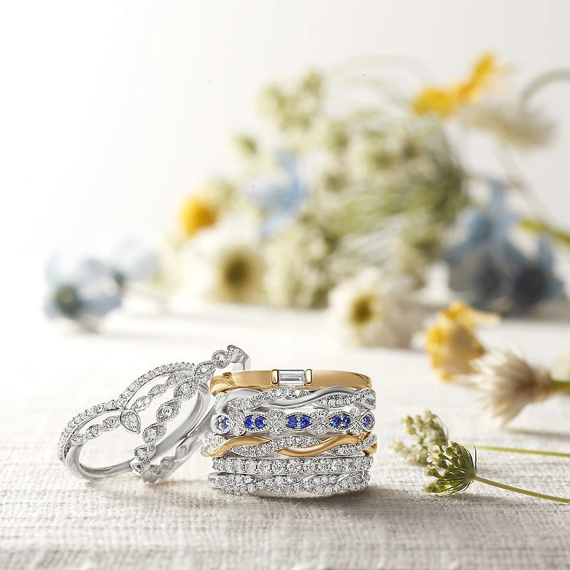 I Said Yes (H-I / I1) 1/5 CT. T.W. Lab Grown White Diamond Sterling Silver or 14K Gold Over Chevron Wedding Band