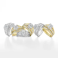 (F / VS2) Womens 1 1/2 CT. T.W. Lab Grown White Diamond 10K or 14K Gold Round Side Stone Bridal Set