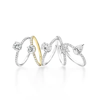 (G-H / Si1-Si2) Womens 1 CT. T.W. Lab Grown White Diamond 10K Gold Round Side Stone Engagement Ring
