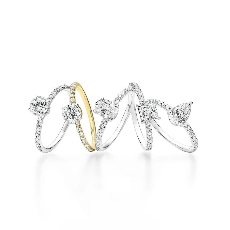 (G-H /  Si1-Si2) Womens 1 CT. T.W. Lab Grown White Diamond 10K Gold Oval Side Stone Engagement Ring