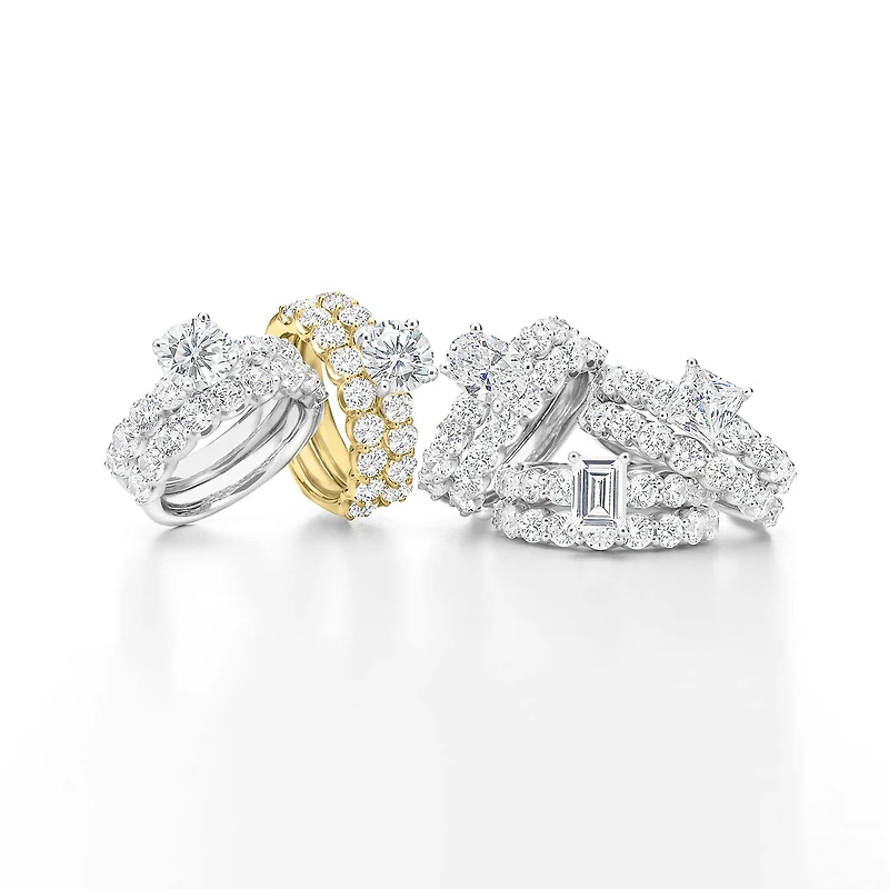 Signature By Modern Bride (G / Si1-Si2) Womens 4 CT. T.W. Lab Grown White Diamond 10K Gold Oval Side Stone Bridal Set