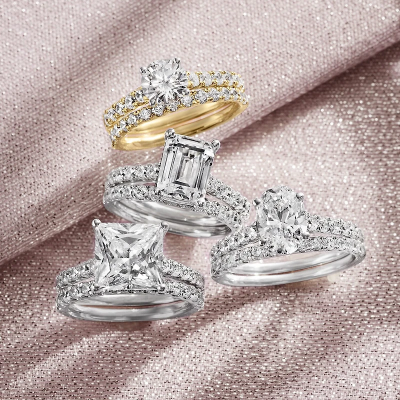 Signature By Modern Bride (G-H / Si1-Si2) Womens 4 CT. T.W. Lab Grown White Diamond 14K Gold Bridal Set