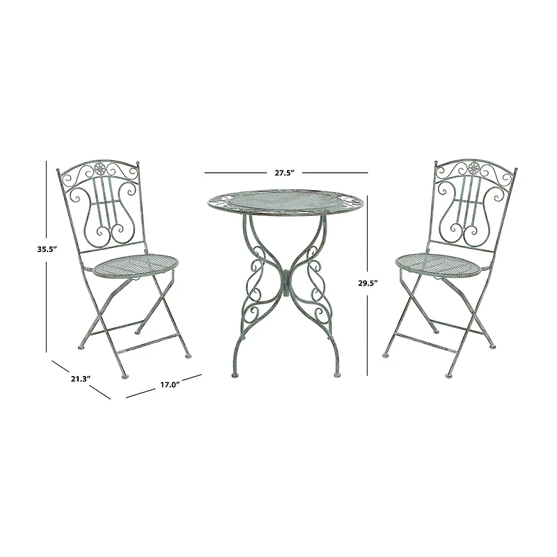 Safavieh Semly Patio Collection 3-pc. Bistro Set Folding