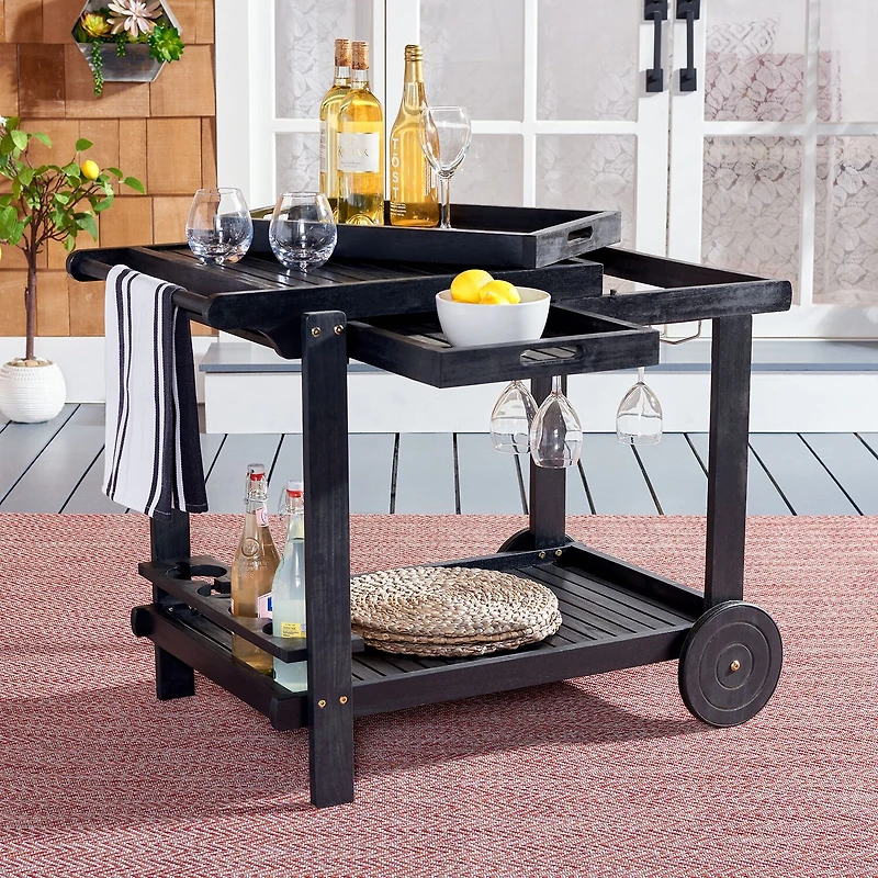 Safavieh Orland Patio Collection Wood-Top Serving Cart