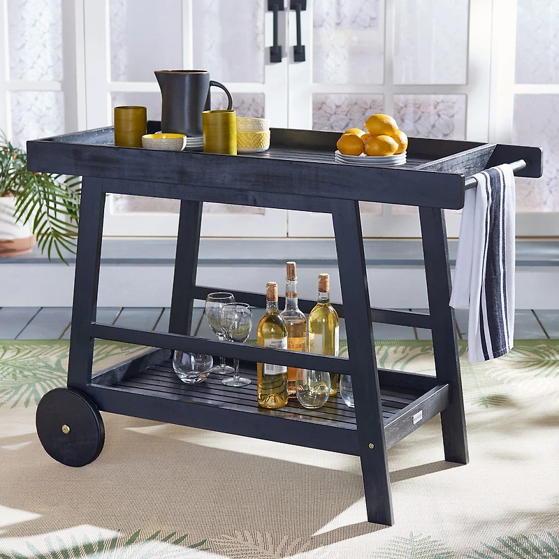 Safavieh Renzo Patio Collection Wood-Top Serving Cart