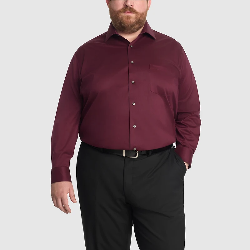 Van Heusen Ultra Flex Big And Tall Mens Regular Fit Stretch Fabric Wrinkle Free Long Sleeve Dress Shirt