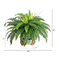 Nearly Natural 19in Green Boston Fern Artificial Plant