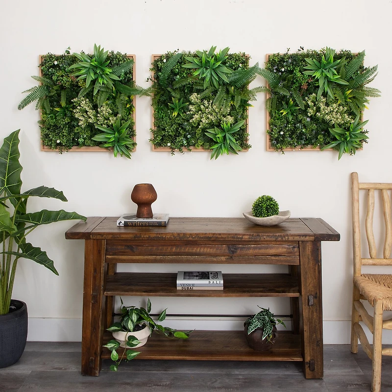 Nearly Natural 20in. X 20in. Green Lighted Queensland Rainforest Wall Panel Artificial Plant