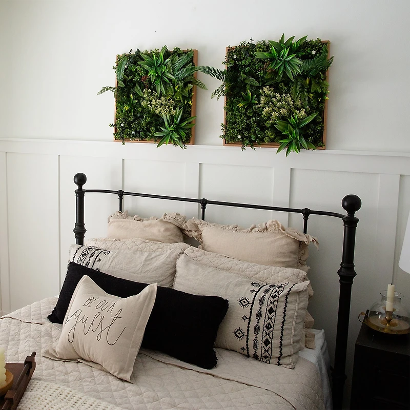 Nearly Natural 20in. X 20in. Green Lighted Queensland Rainforest Wall Panel Artificial Plant