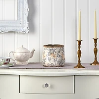 Nearly Natural 7in. White Tuscan Ceramic Scroll Vase