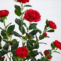 Nearly Natural 5ft. Red Camellia Rose Indoor Artificial Tree
