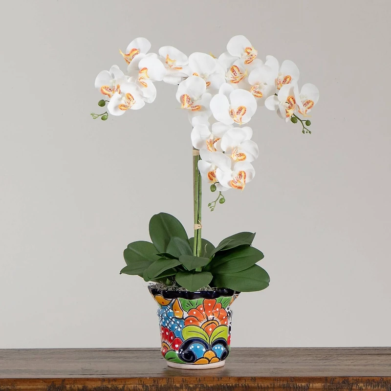 Nearly Natural 27in White Triple Orchid Floral Arrangement