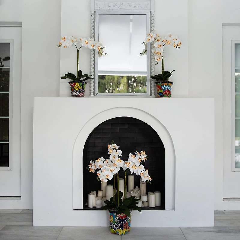 Nearly Natural 27in White Triple Orchid Floral Arrangement