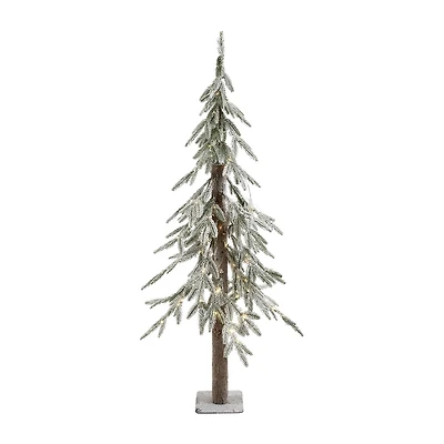 Northlight 4ft Prelit Alpine Flocked Artificial Clear Led Lights 4 Foot Pine Christmas Tree