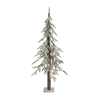 Northlight 4ft Prelit Alpine Flocked Artificial Clear Led Lights 4 Foot Pine Christmas Tree