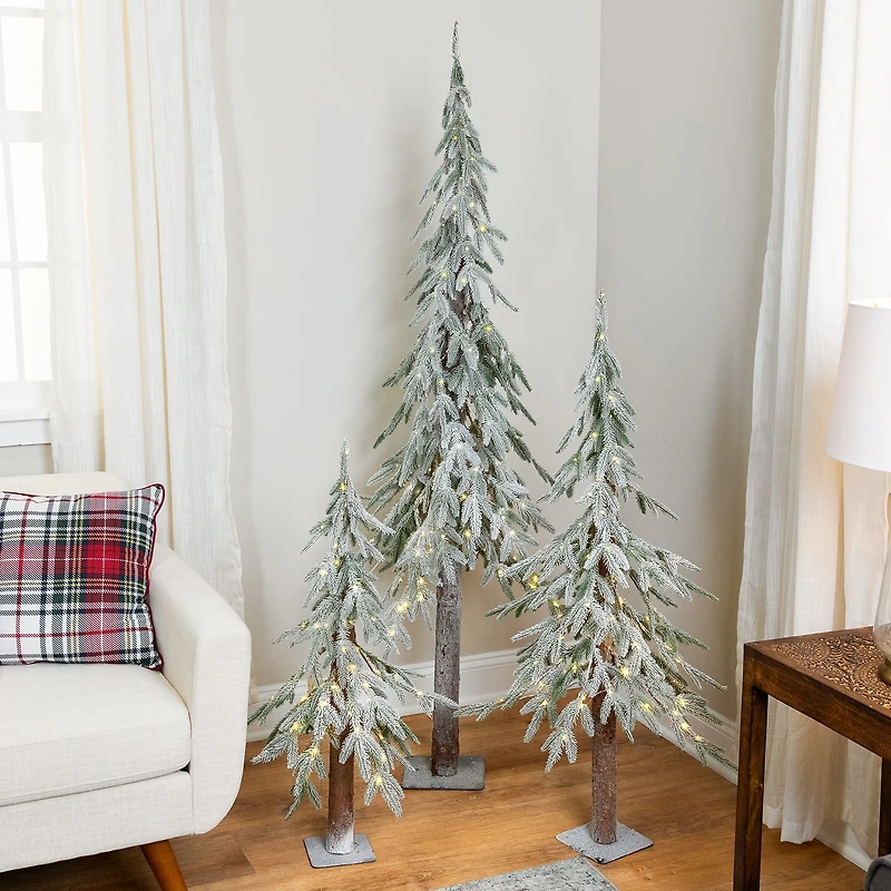 Northlight 4ft Prelit Alpine Flocked Artificial Clear Led Lights 4 Foot Pine Christmas Tree