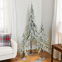 Northlight 4ft Prelit Alpine Flocked Artificial Clear Led Lights 4 Foot Pine Christmas Tree