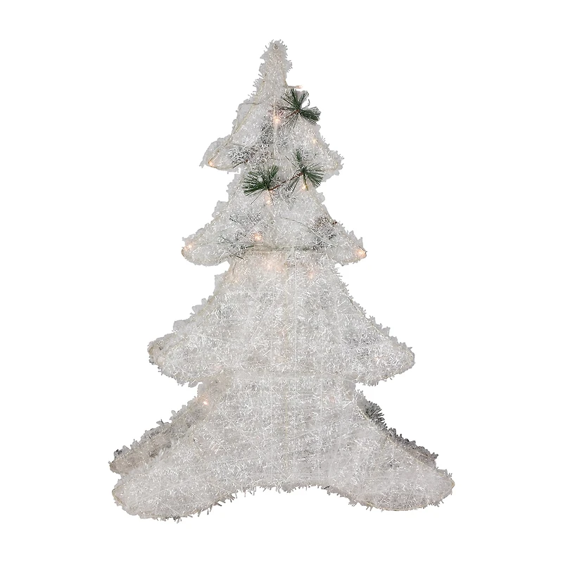 Northlight 28" Led Lighted 2d Tinsel And Pine 2 Foot Pine Christmas Tree