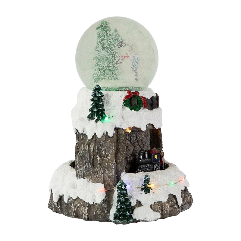 Northlight 9" Led Lighted Animated And Musical Snowman And Train Christmas Snow Globe