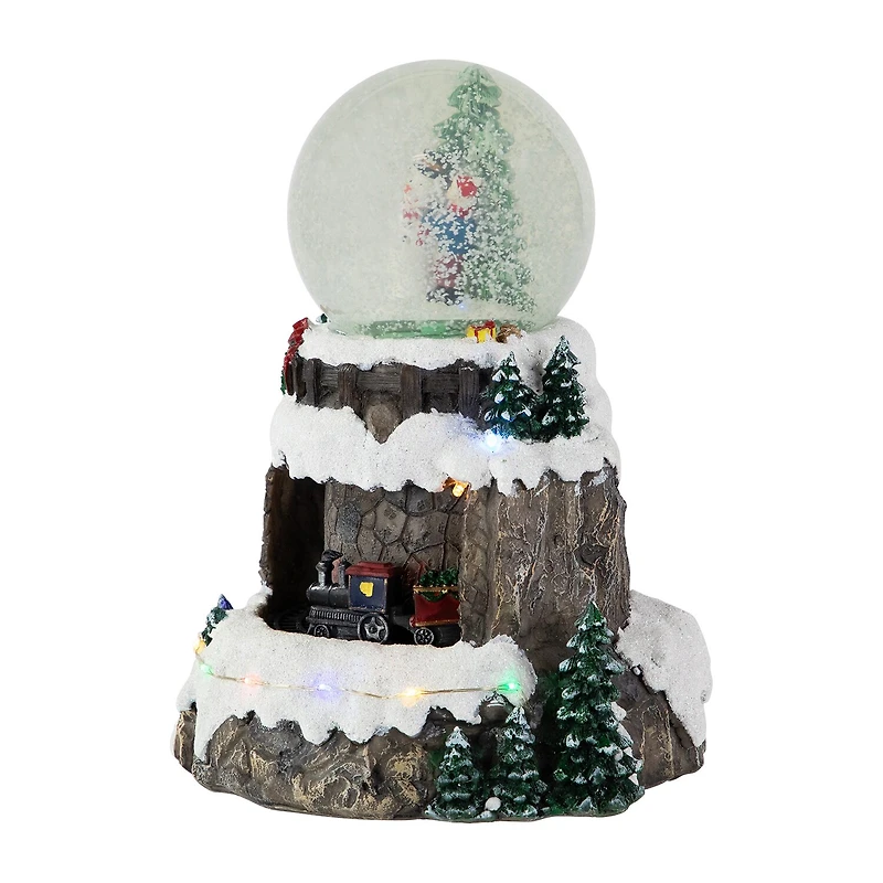 Northlight 9" Led Lighted Animated And Musical Snowman And Train Christmas Snow Globe