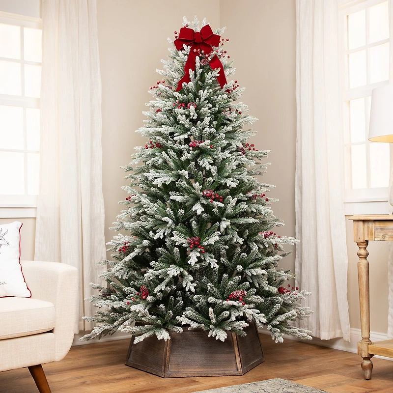 Northlight 7ft Flocked Grove Fir Full 6 1/2 Foot Flocked Pine Christmas Tree