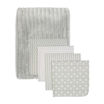 3 Stories Trading Company Baby Striped Blanket And 4 Receiving Blankets