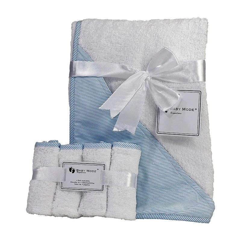 3 Stories Trading Company Baby Hooded Bath Towel With 4 Wash Cloths 5-pc