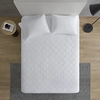 Sleep Philosophy All Natural Cotton Percale Quilted Mattress Pad with Spandex Snug-on Slip Fit Skirt