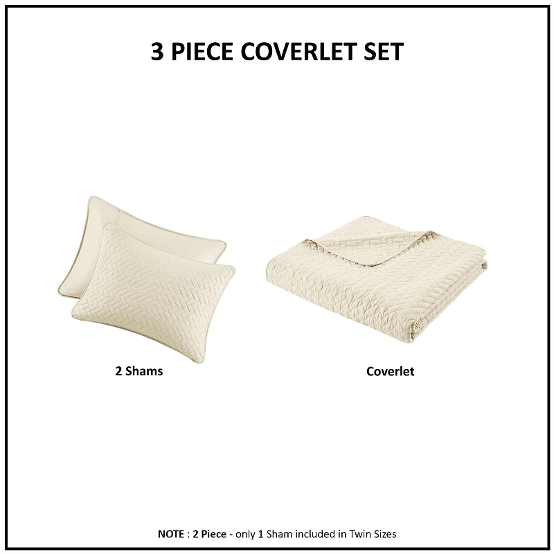 Madison Park Velvet Touch 3-pc. Coverlet Set