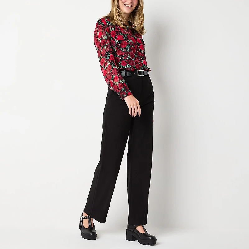 by&by Womens Juniors Wide Leg High Rise Trouser